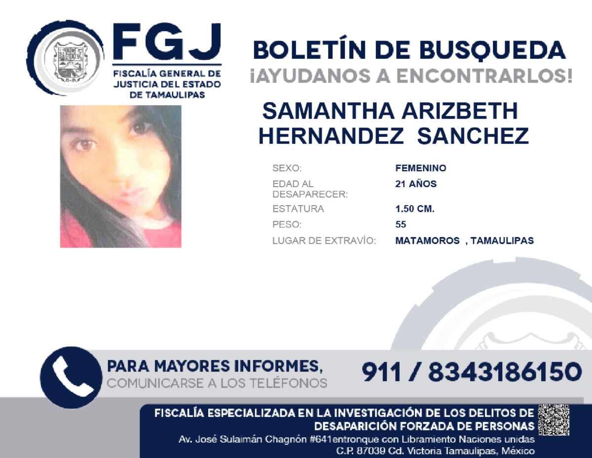 Boletín de Búsqueda Samantha