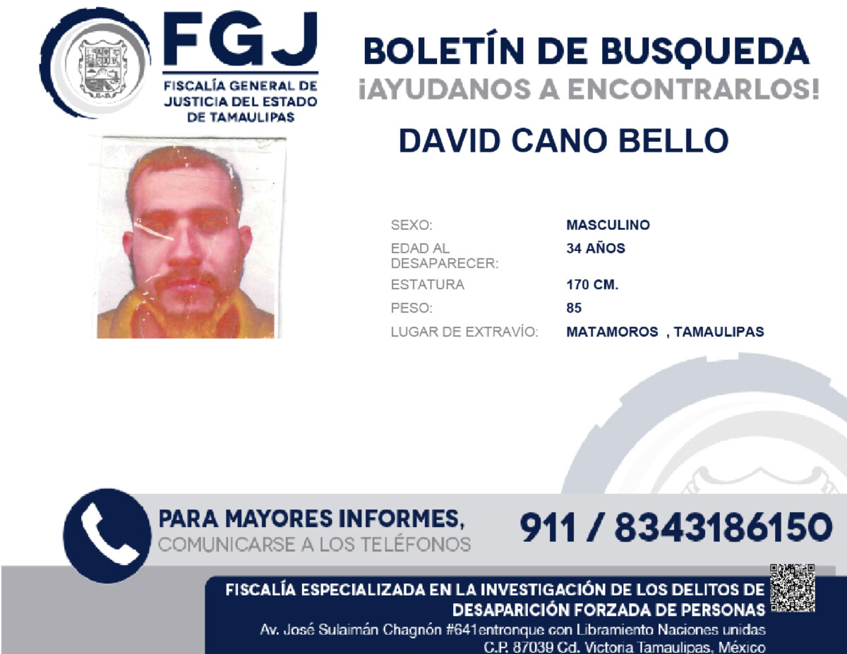 Boletin de Búsqueda David Cano