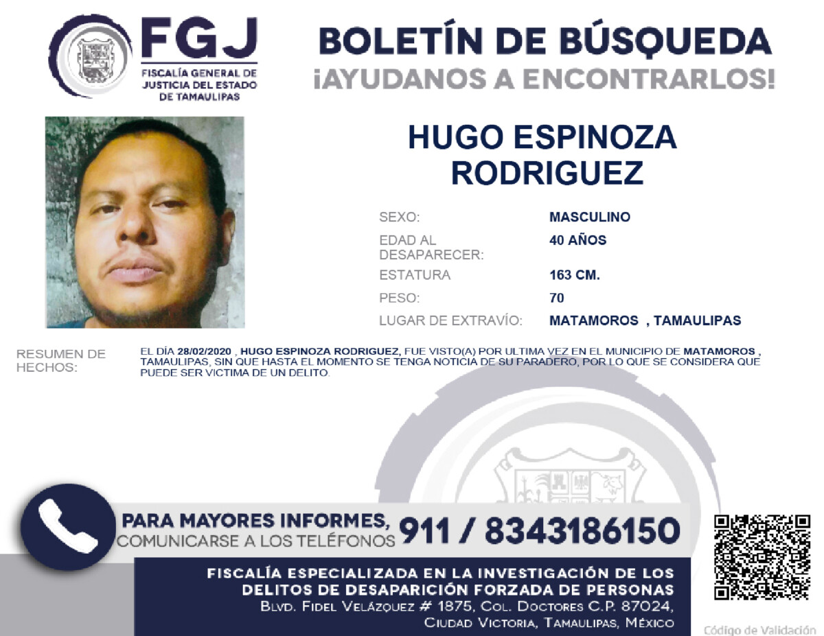 Boletín de Búsqueda Huigo espinoza