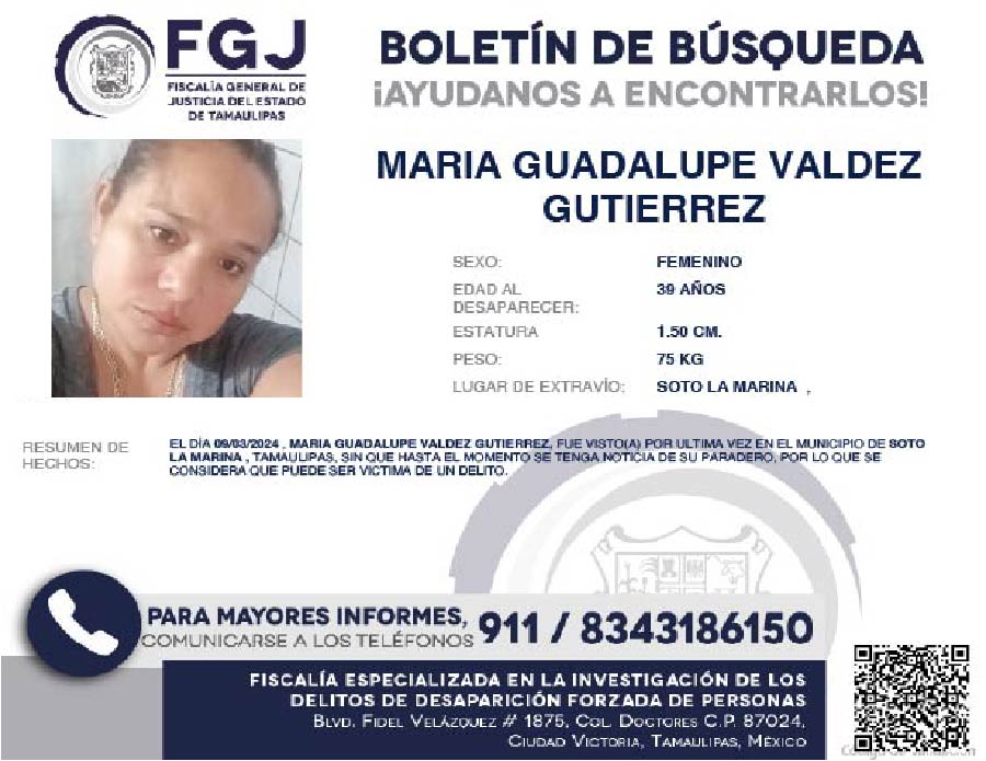 Boletin de Busqueda Maria Guadalupe