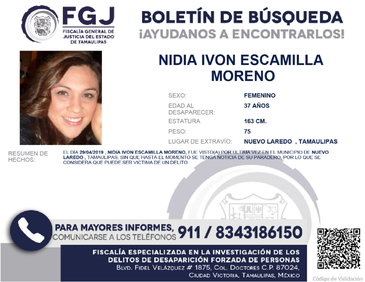 Boletin de busqueda Nidia