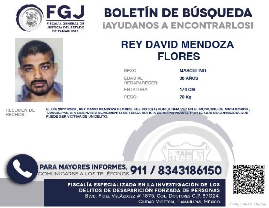 Boletin de Busqueda Rey David Mendoza