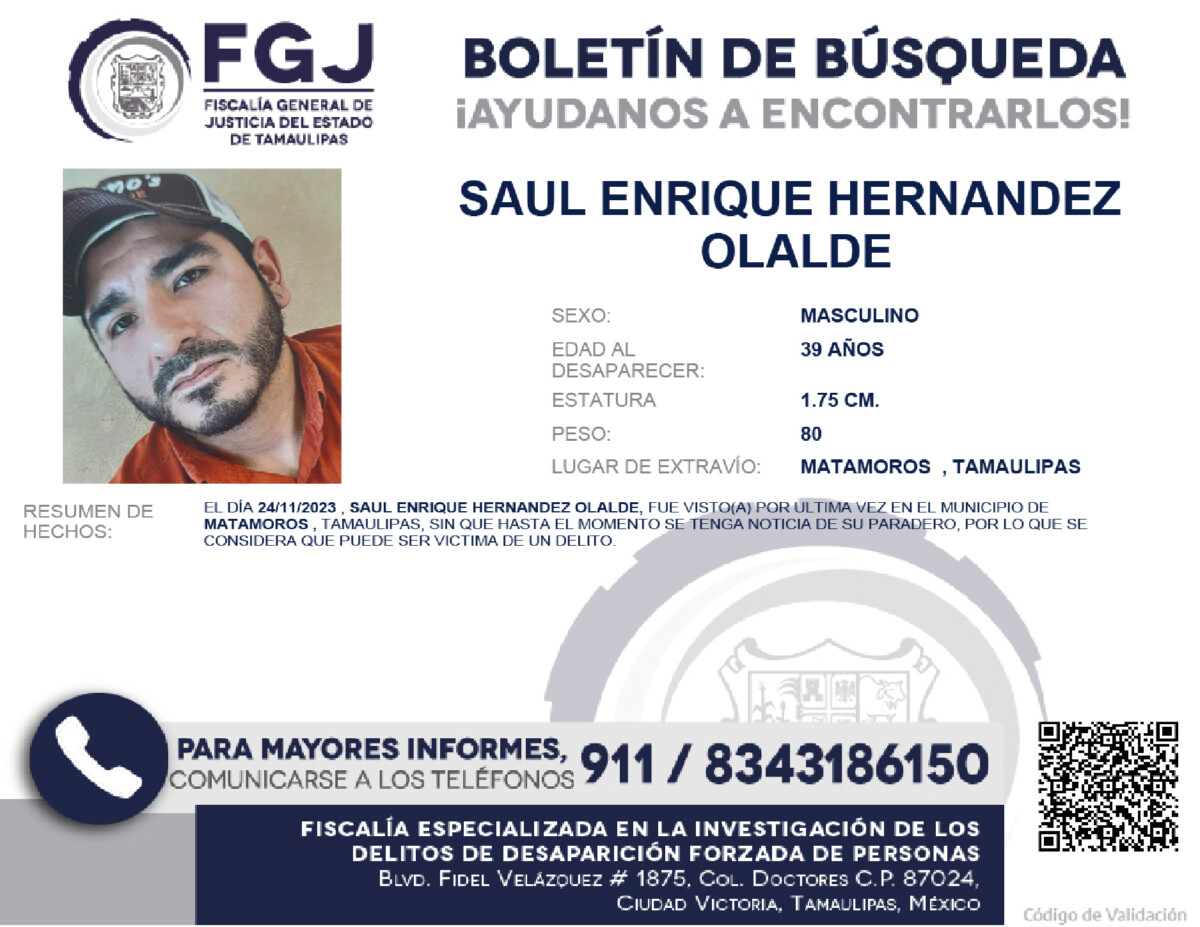 Boletín de Búsqueda Saul Enrique