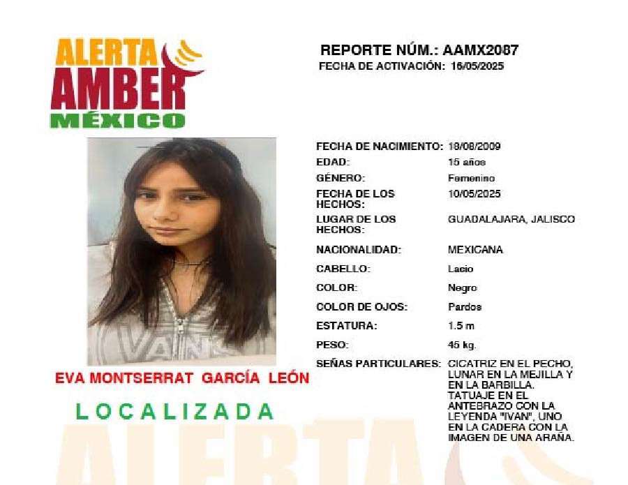 Alerta Amber Eva Monserrat