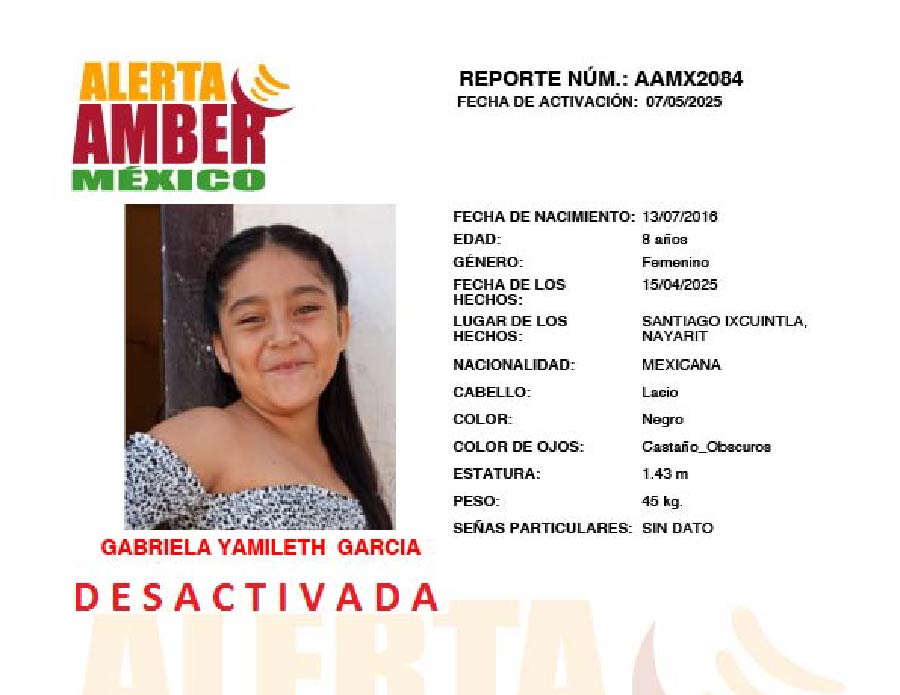 Alerta Amber Gabriela Yamileth