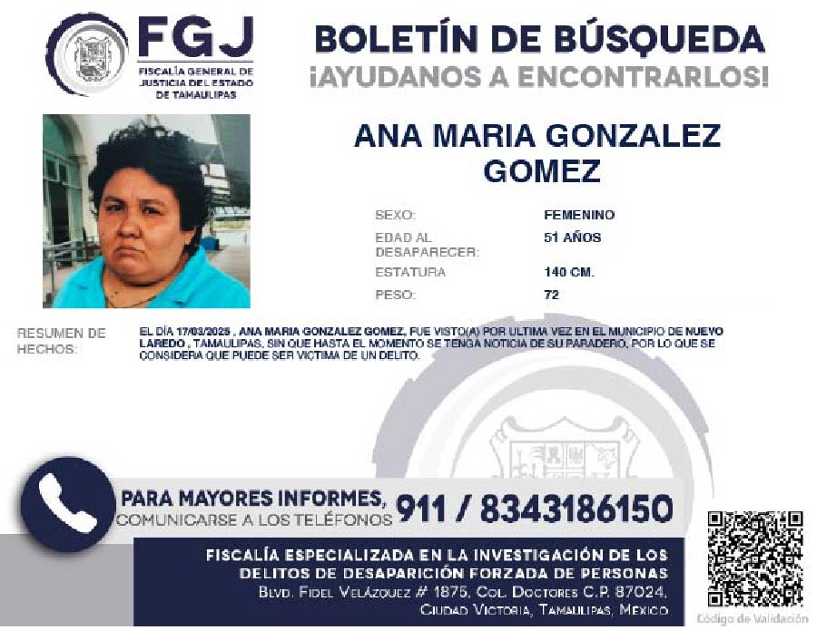 Boletín de Búsqueda Ana Maria