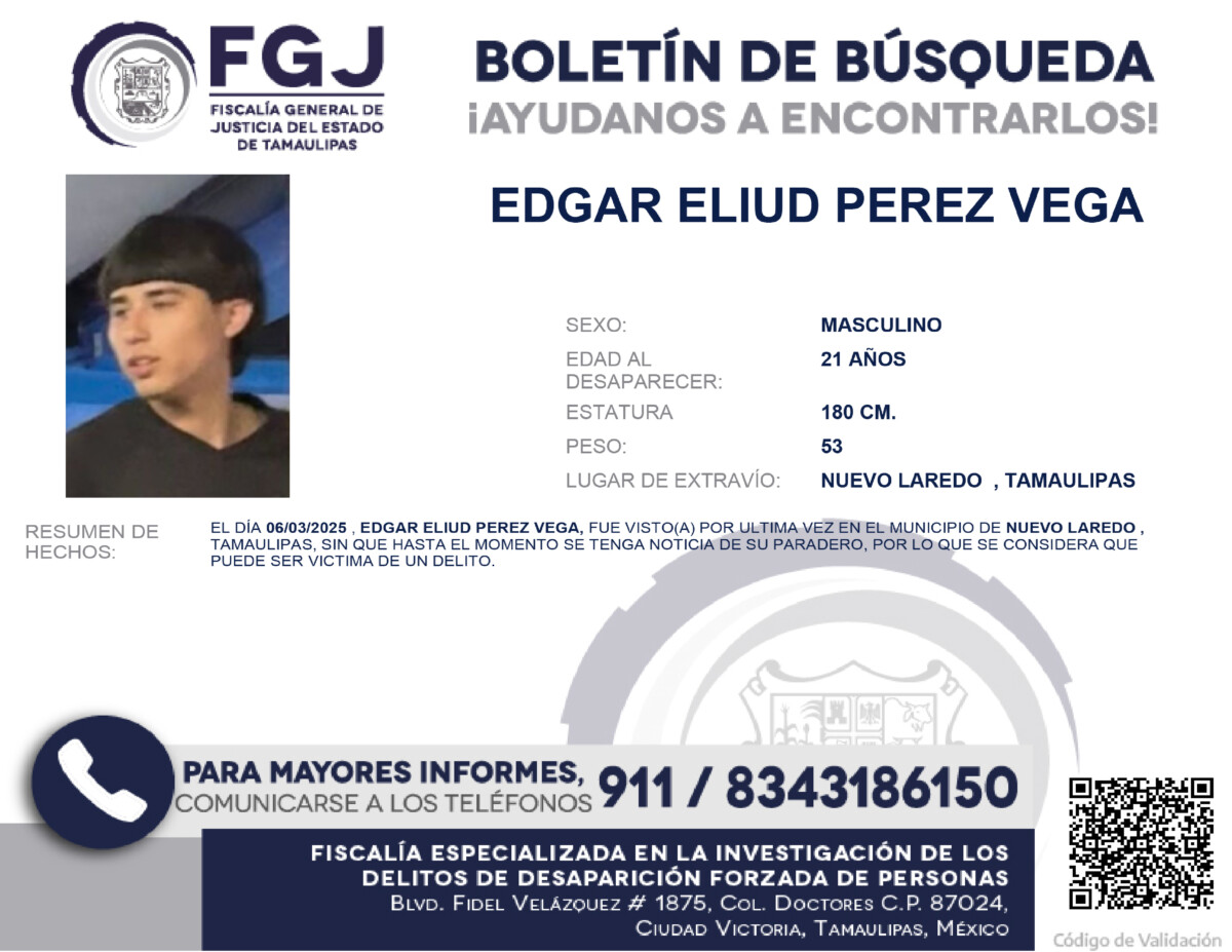 Boletín de Búsqueda Edgar Eliut