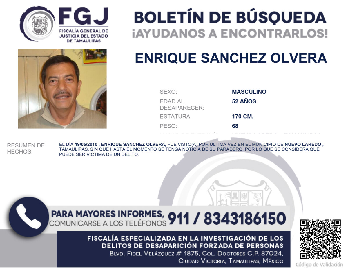 Boletín de Búsqueda Enrique Sanchez