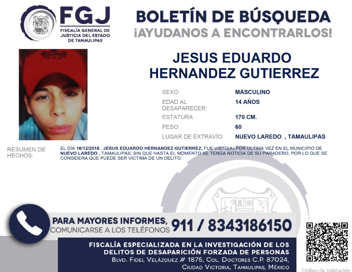 Boletín de Búsqueda Jesús Eduardo