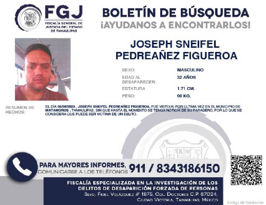 Boletín de búsqueda Joseph Sneifel