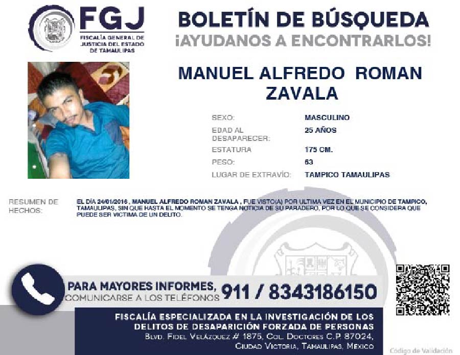 Boletín de Búsqueda Manuel Alfredo