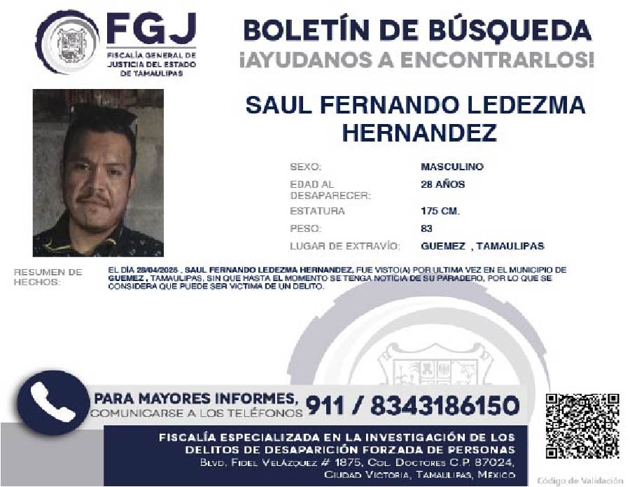 Boletín de Búsqueda Saul Fernando