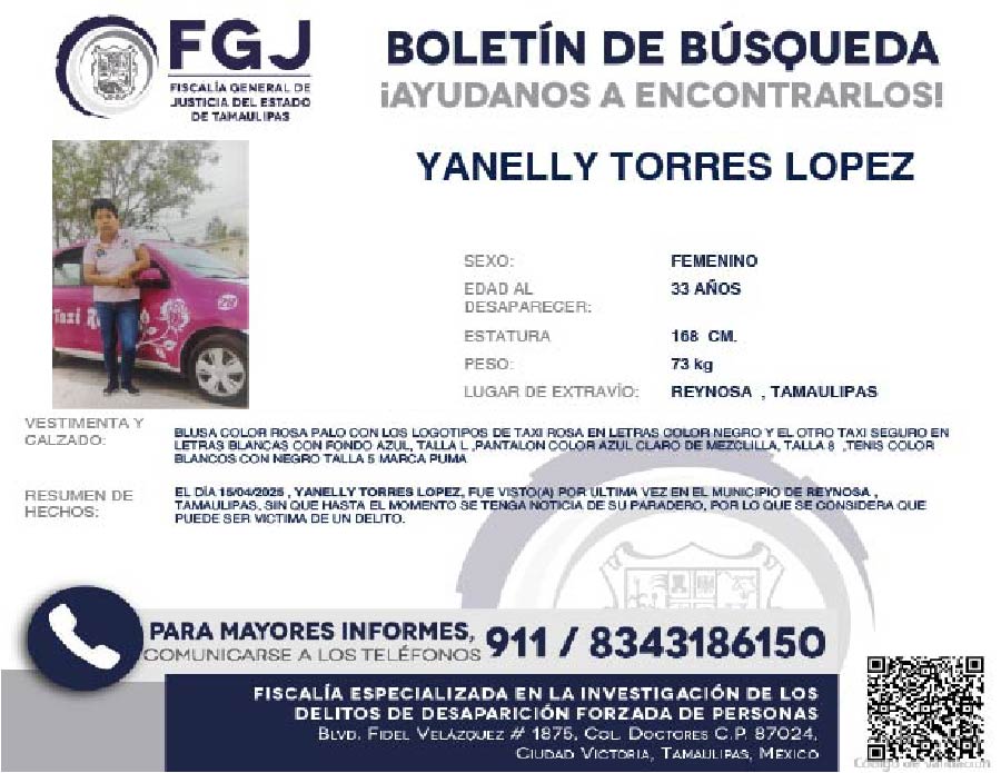 Boletín de Búsqueda Yanelly