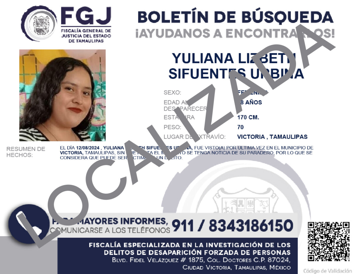 Boletin de Búsqueda Yuliana Lizeth