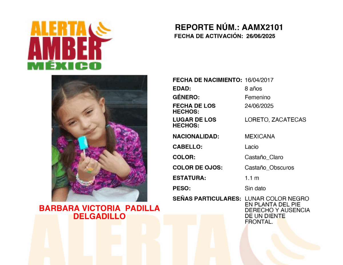 Alerta Amber Barbara Victoria