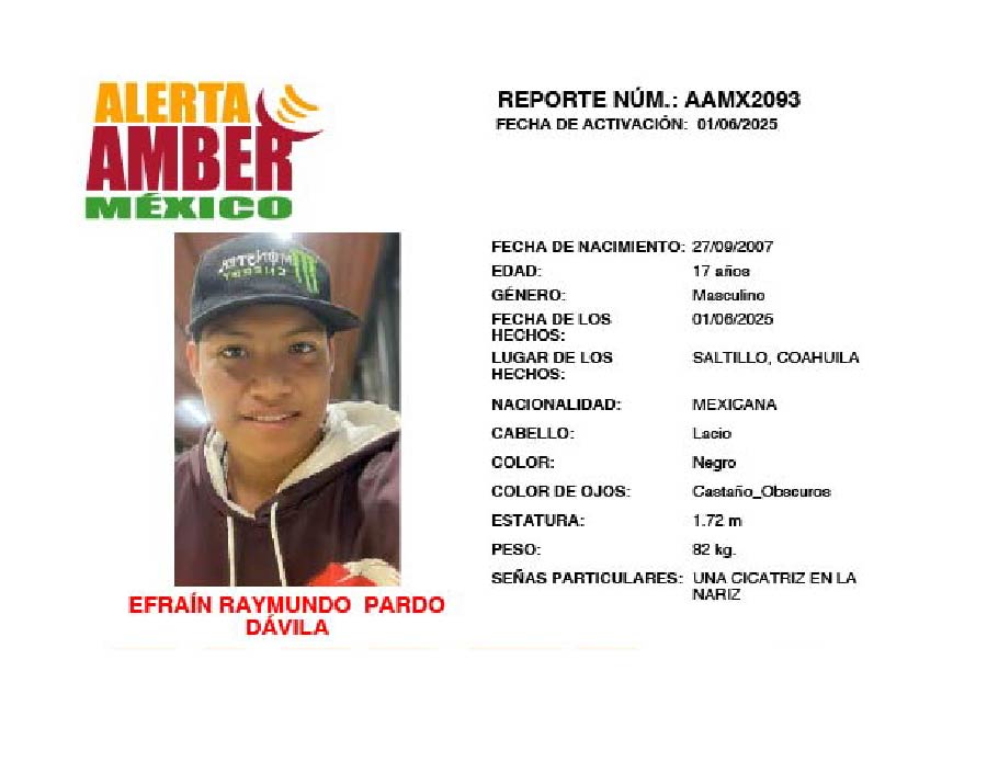 Alerta Amber Efrain