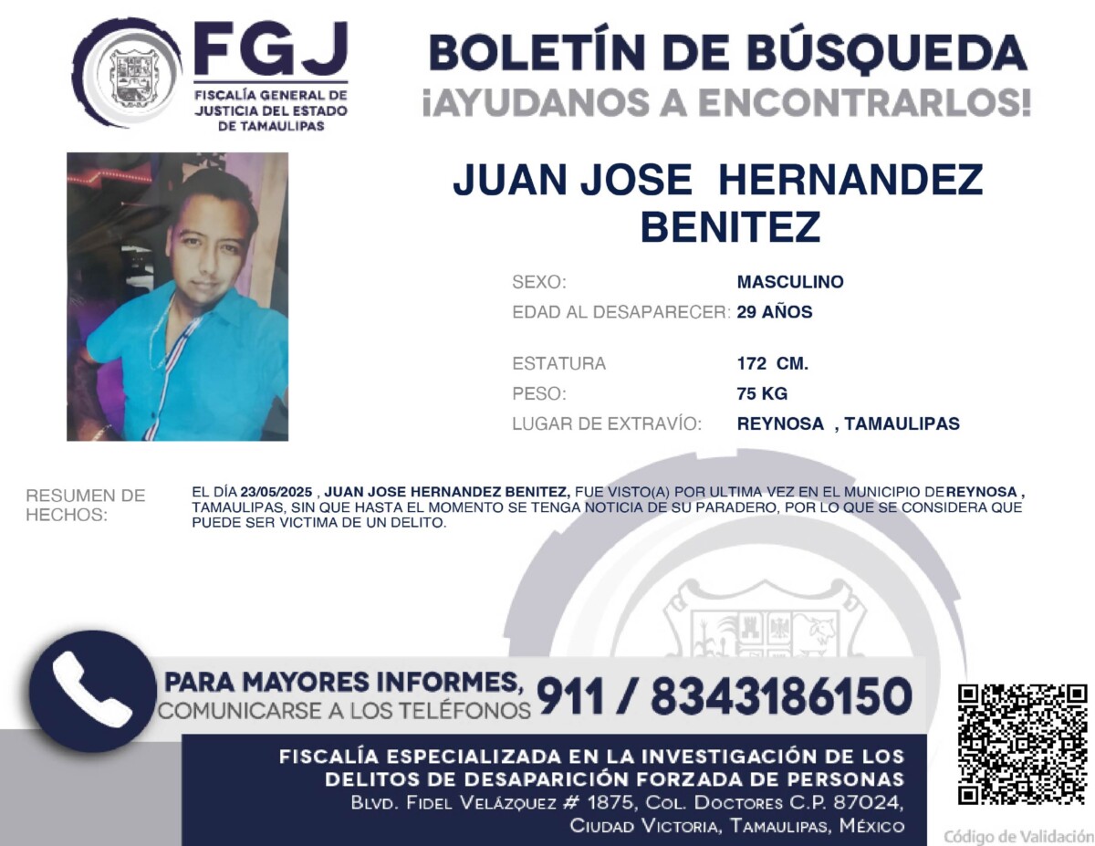 Boletín de Búsqueda Juan José Hernandez