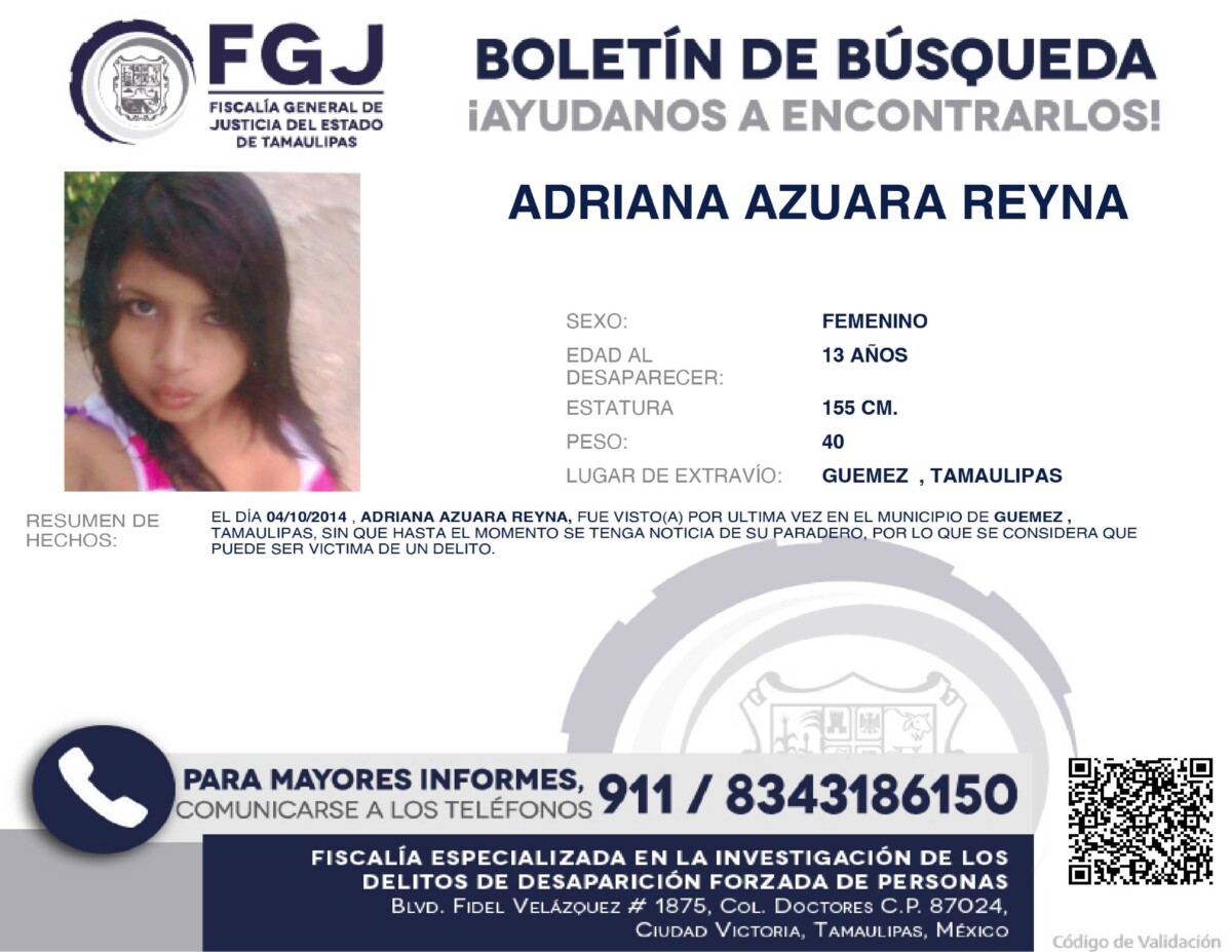 Boletín de Búsqueda Adriana Azuara