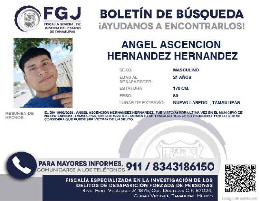 Boletín de Búsqueda Angel Ascención