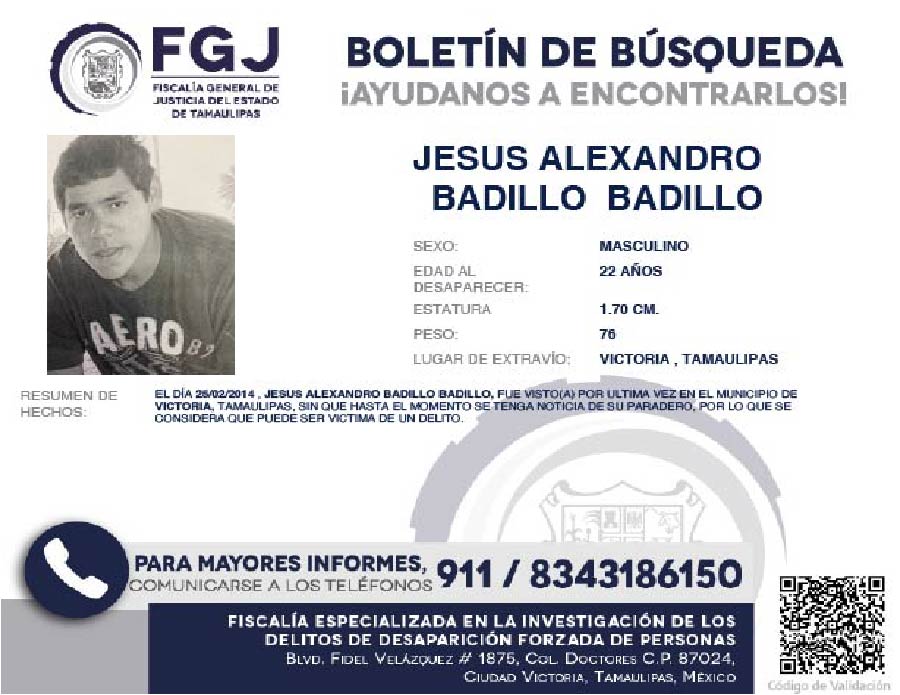 Boletín de Búsqueda Badillo Badillo