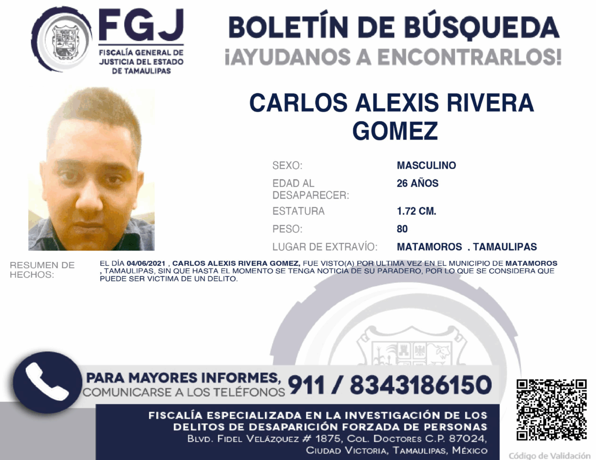 Boletinde busqueda Carlos Alexis