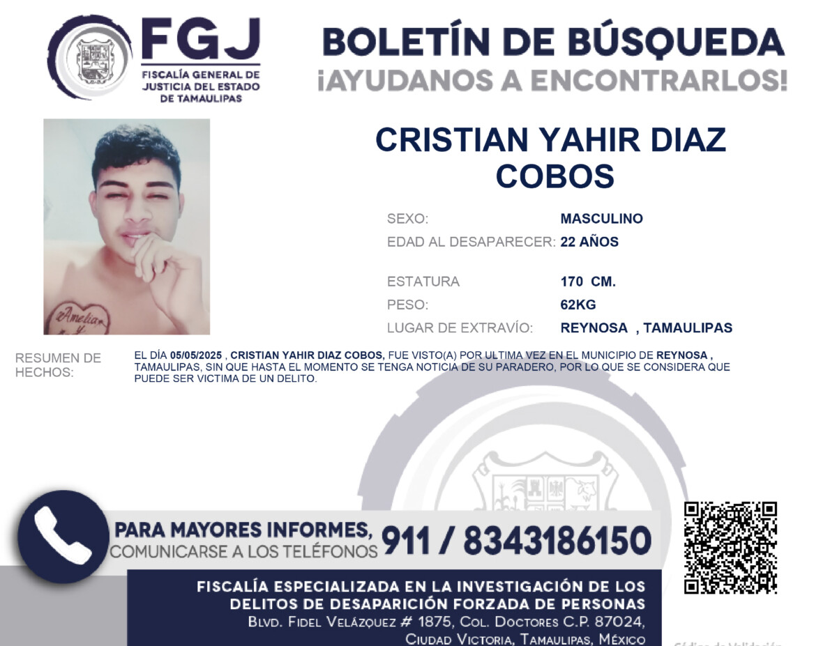 Boletín de Búsqueda Christian Yahir