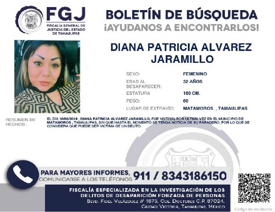 Boletín de Búsqueda Diana Patricia