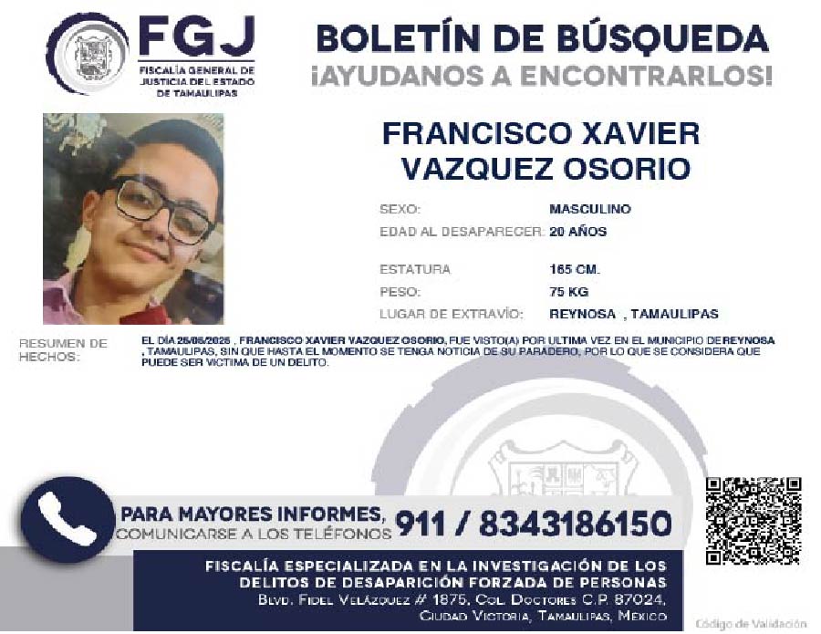 Boletín de búsqueda Francisco Xavier