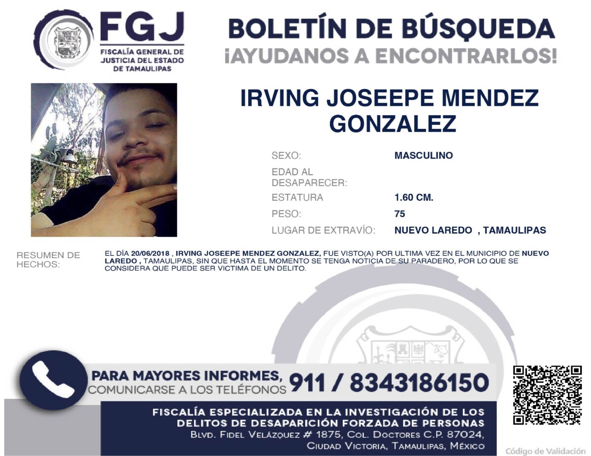 Boletín de Búsqueda Irving Joseepe