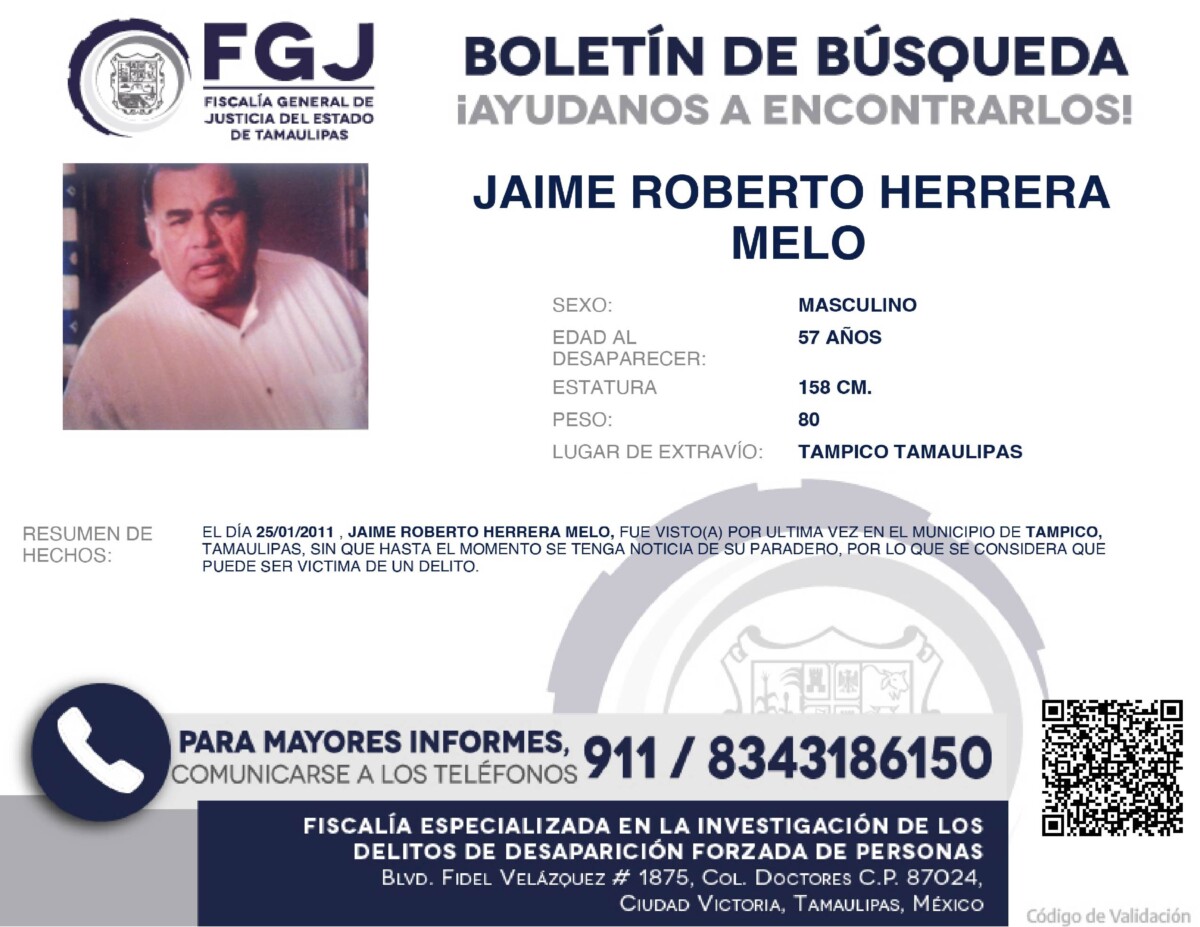 Boletín de Búsqueda Jaime Roberto