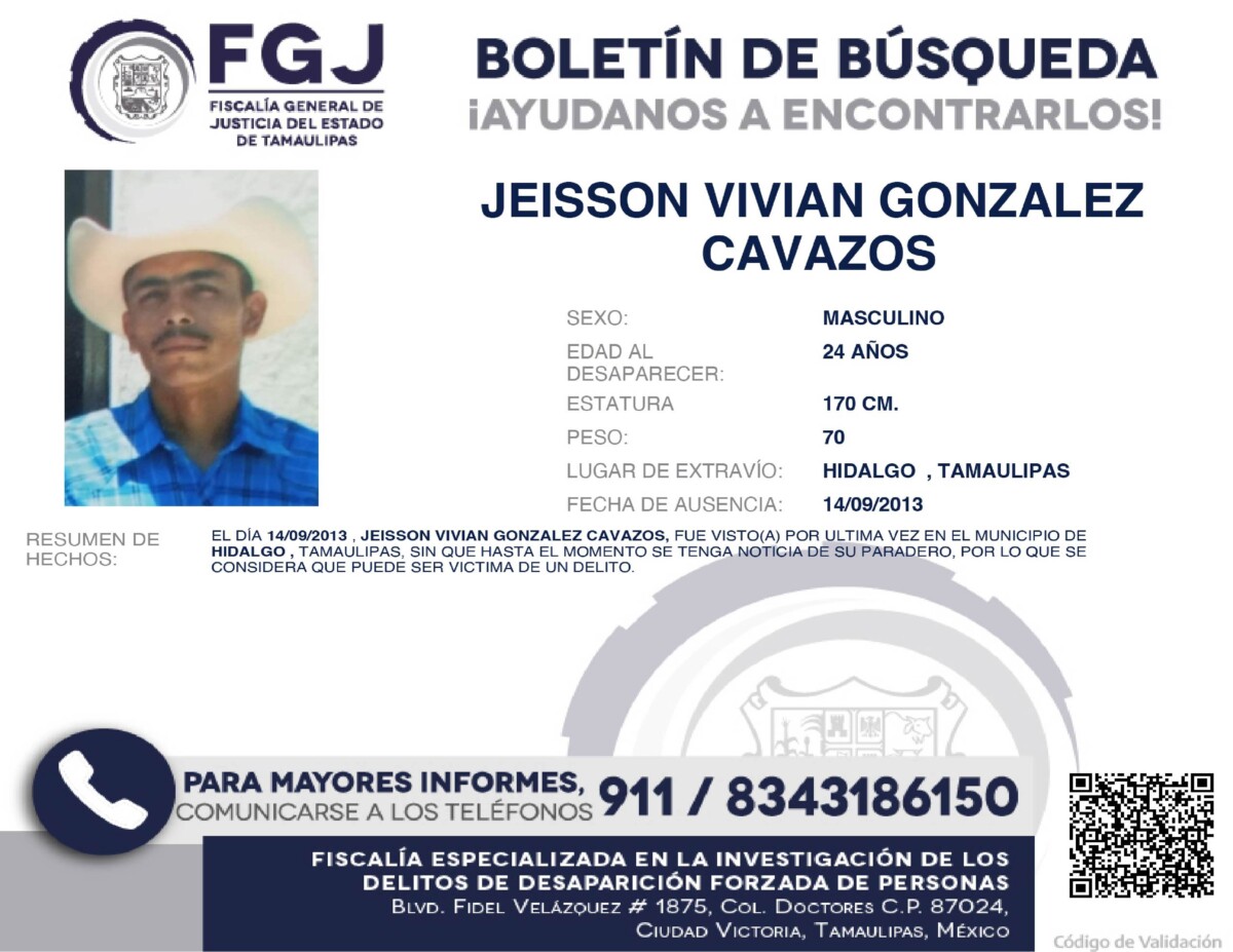 Boletín de Búsqueda Jeisson