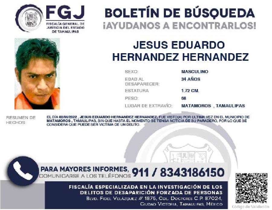 Boletín de Búsqueda Jesus Eduardo
