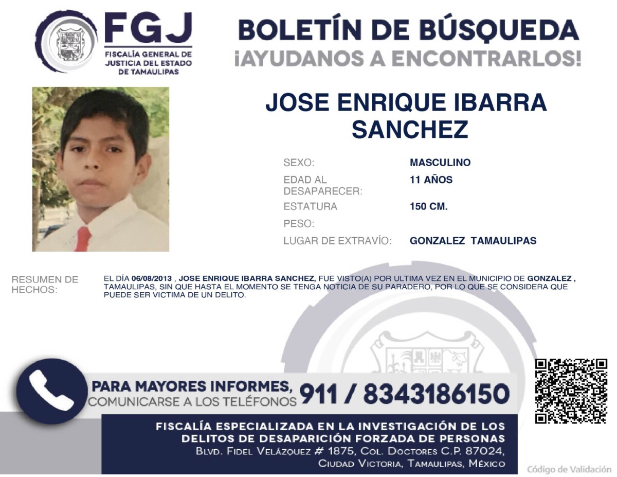 Boletín de Búsqueda Jose Enrique