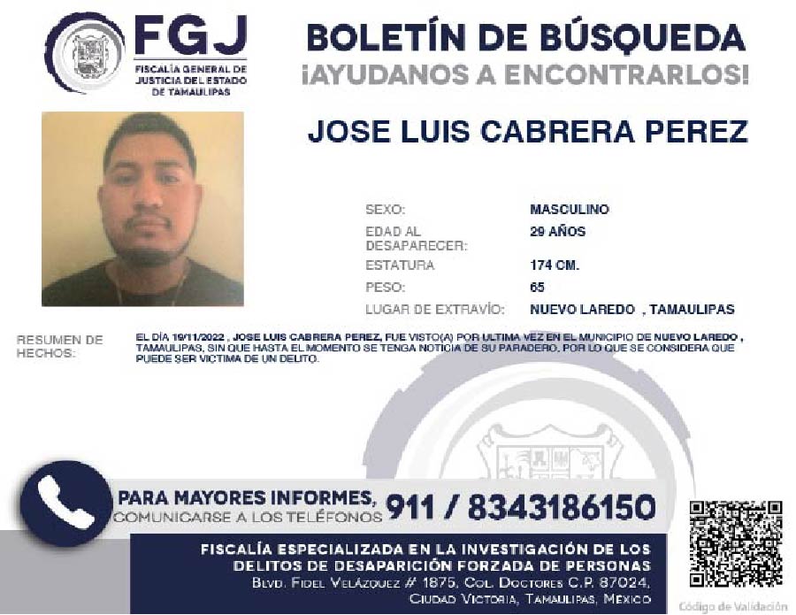 Boletín de Búsqueda Jose Luis Cabrera