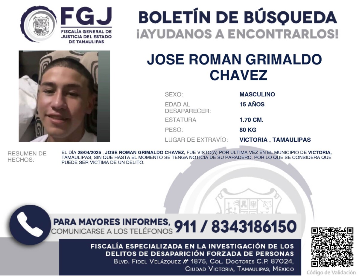 Boletín de Búsqueda José Roman