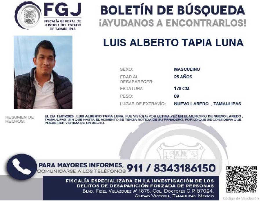 Boletín de Búsqueda Luis Alberto