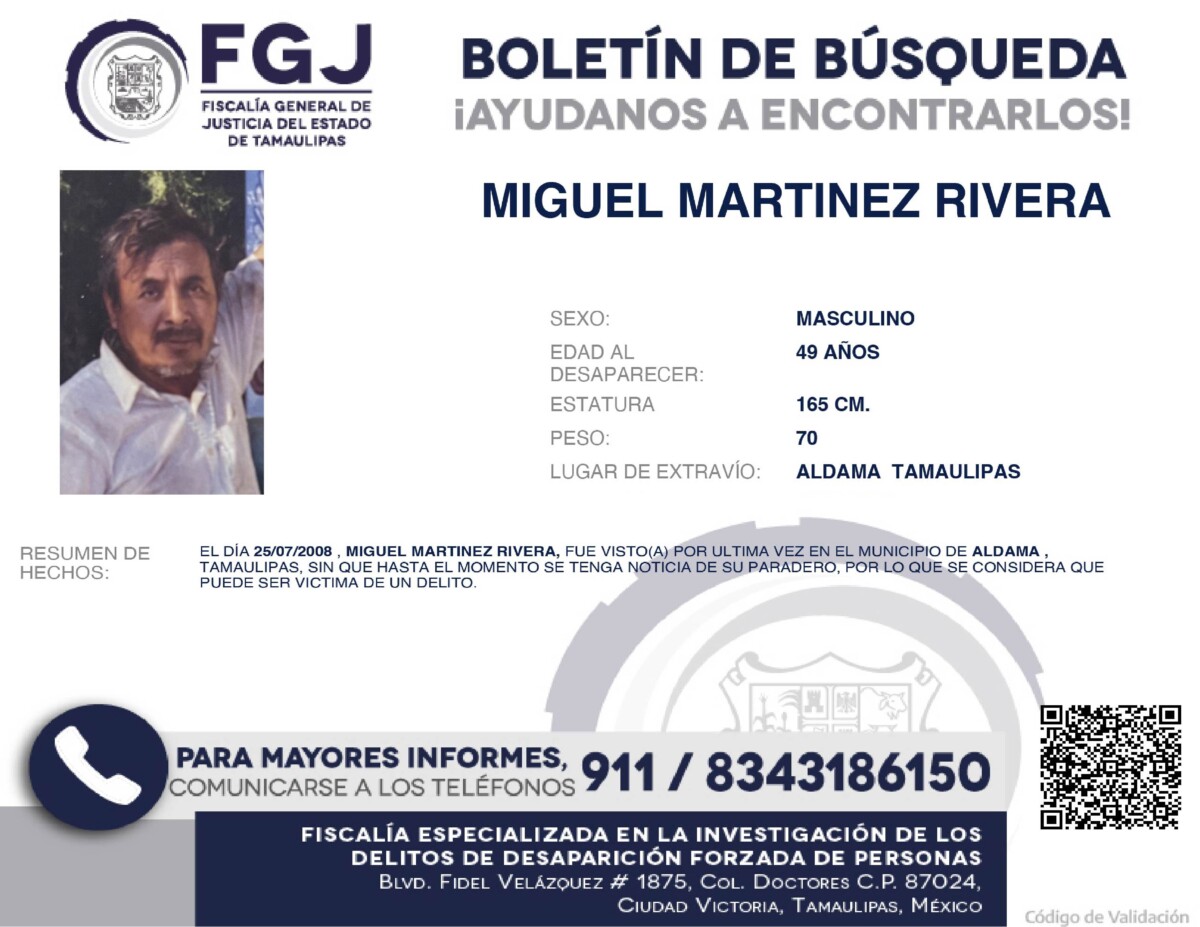 Boletín de Búsqueda Miguel Martinez