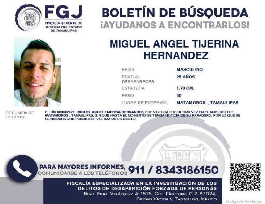 Boletín de Búsqueda Miguel Ángel