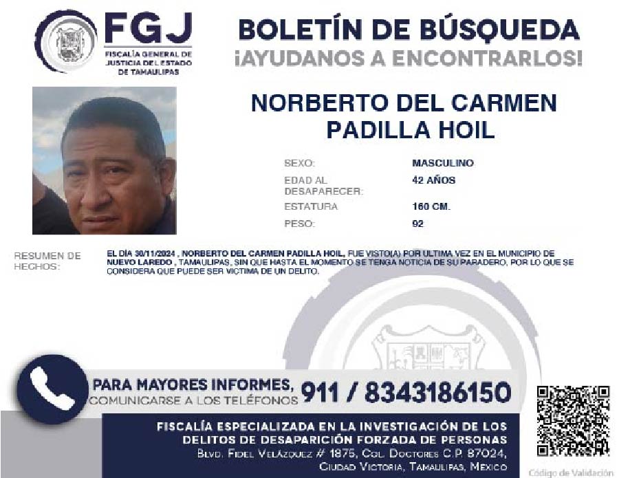 Boletín Búsqueda Norberto Del Carmen