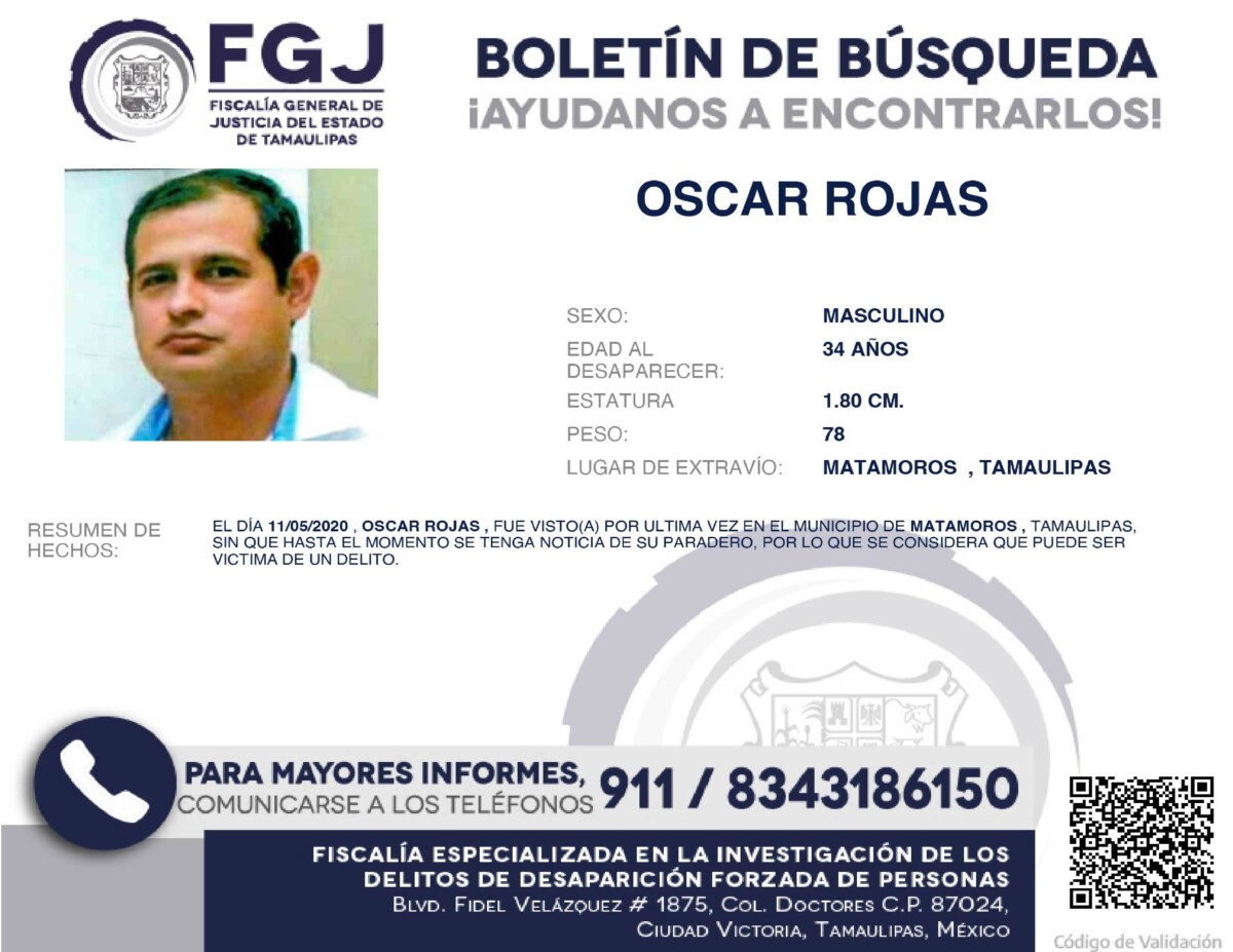 Boletin de busqueda Oscar Rojas