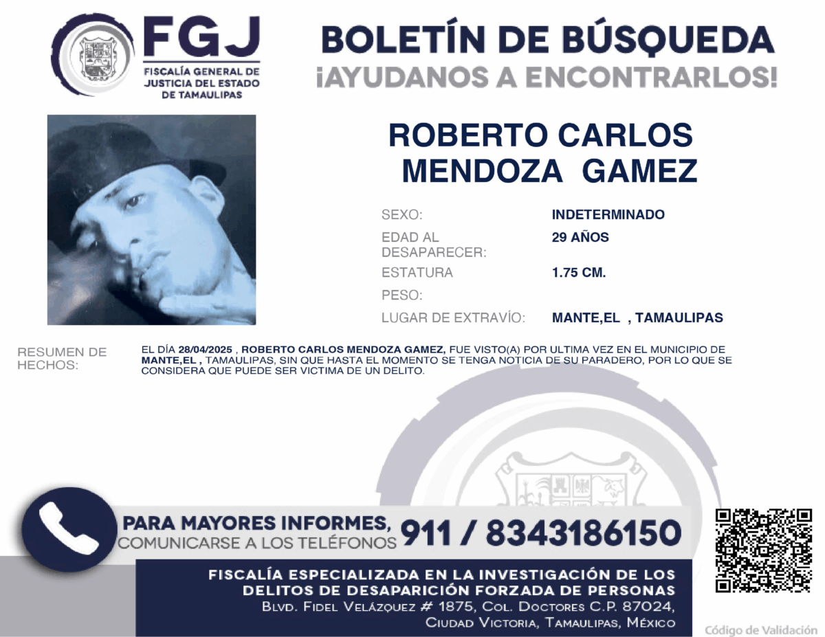 Boletín de Búsqueda Roberto Carlos