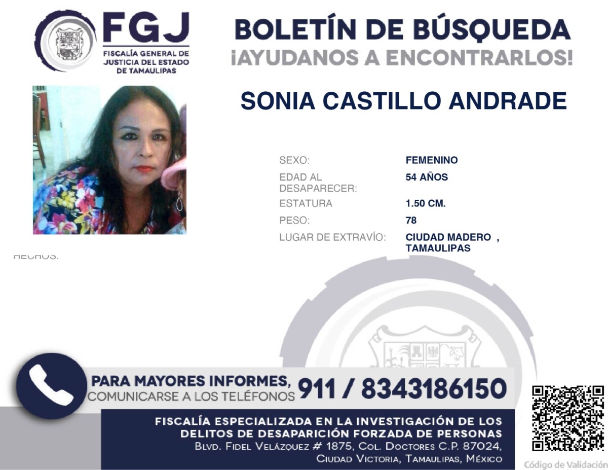 Boletín de Búsqueda Sonia Castillo