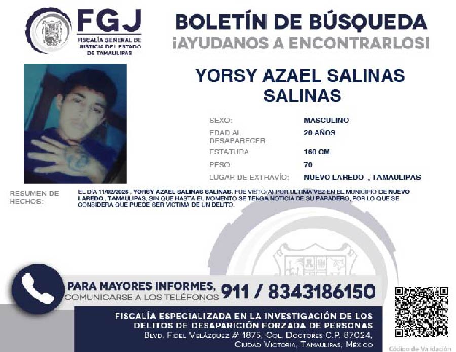 Boletín de Búsqueda Yorsy Azael