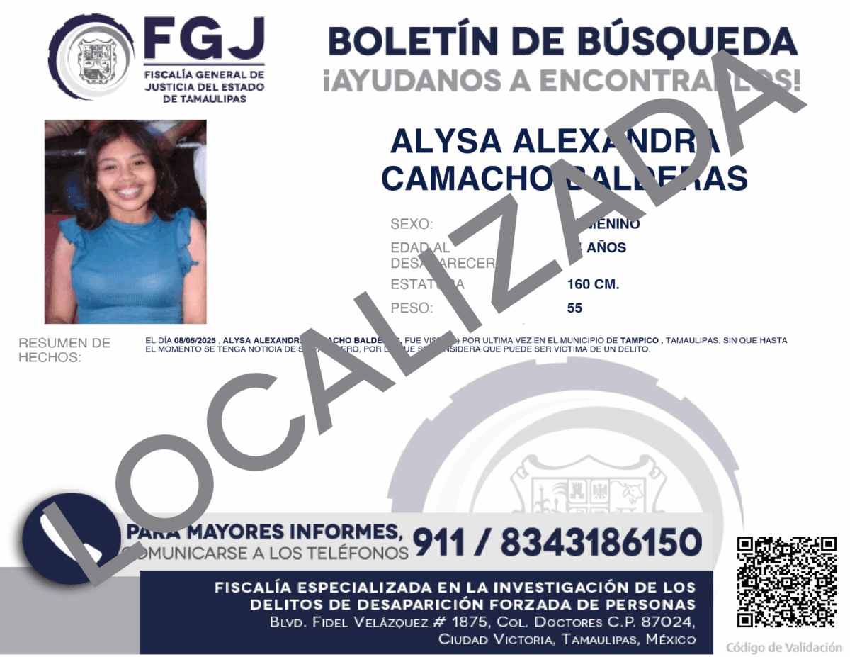 Boletín de Búsqueda Alysa Alexandra