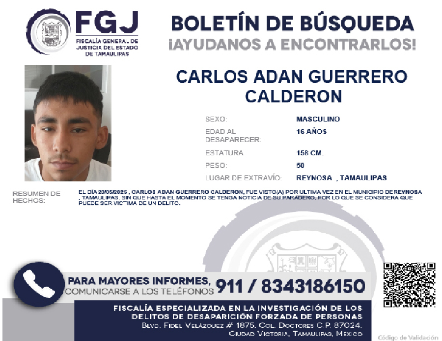 Boletín de Búsqueda Carlos Adan