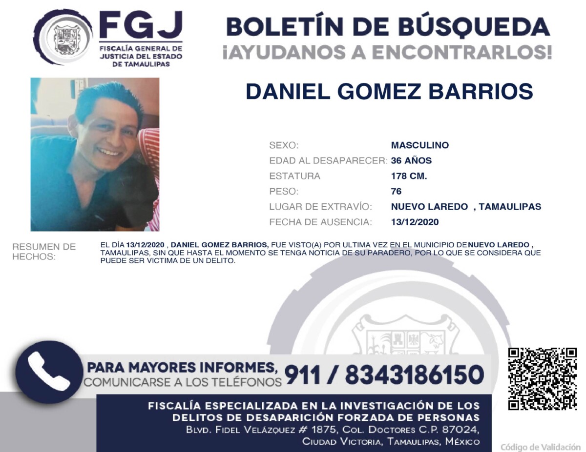Boletín de Búsqueda Daniel Gomez