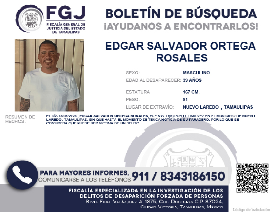 Boletín de Búsqueda Edgar Salvador