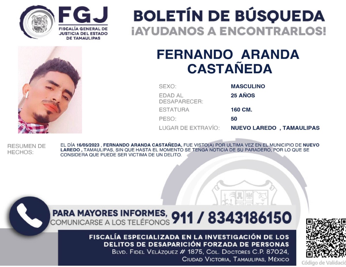 Boletín de Búsqueda Fernando Aranda