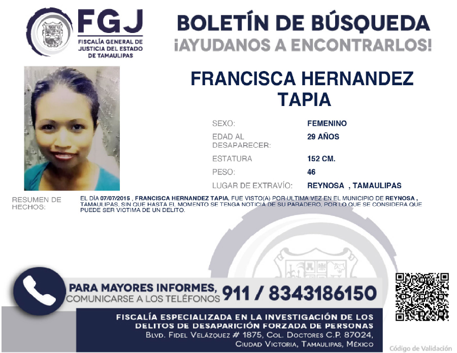 Boletín de Búsqueda Francisca