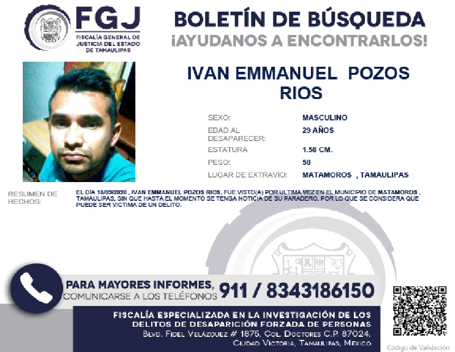 Boletín de Búsqueda Ivan Emmanuel